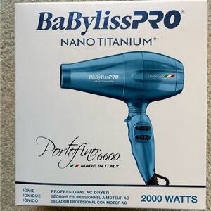BaBylissPRO Nano Titanium Portofino Hair Dryer - Blue Model 6600 Ionic Italy NEW